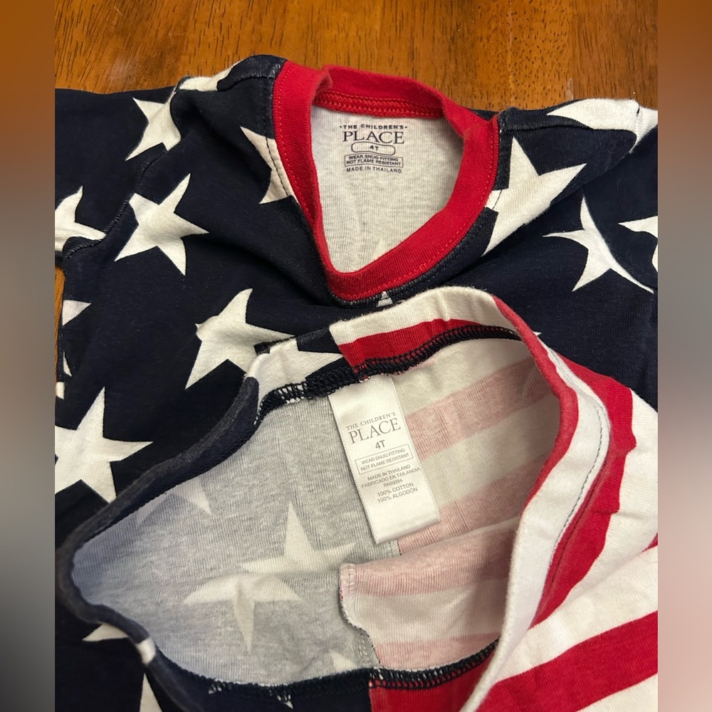 Kids Patriotic Pajama Set | Stars & Stripes 2-Piece | Size 4T Cotton PJs - Picture 2 of 5